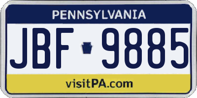 PA license plate JBF9885