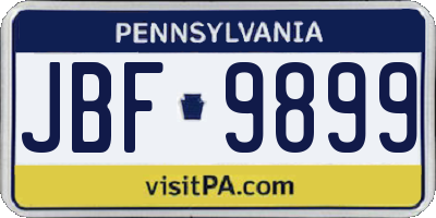 PA license plate JBF9899