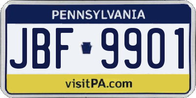 PA license plate JBF9901