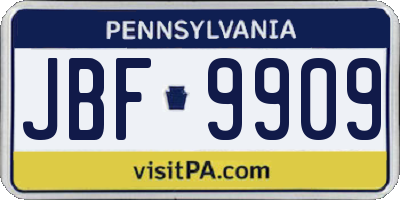 PA license plate JBF9909
