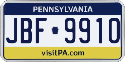 PA license plate JBF9910