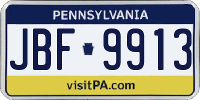 PA license plate JBF9913