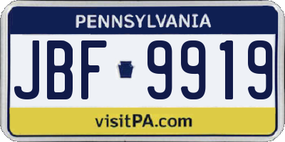 PA license plate JBF9919