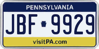 PA license plate JBF9929