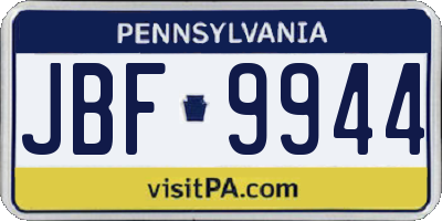 PA license plate JBF9944