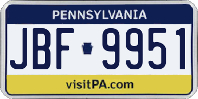 PA license plate JBF9951