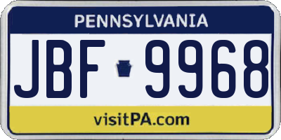PA license plate JBF9968