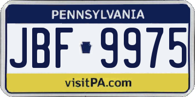 PA license plate JBF9975