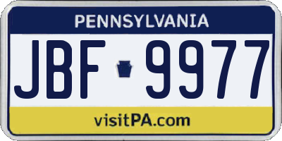 PA license plate JBF9977
