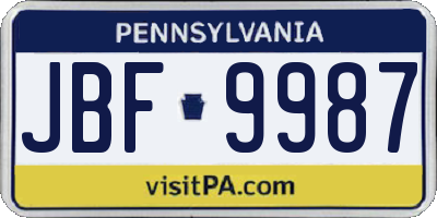 PA license plate JBF9987