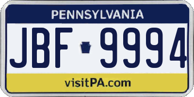PA license plate JBF9994