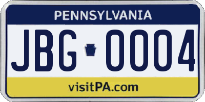 PA license plate JBG0004