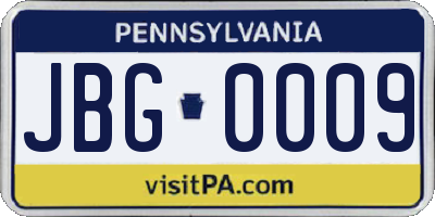 PA license plate JBG0009