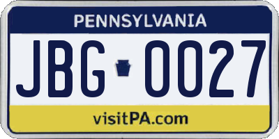 PA license plate JBG0027