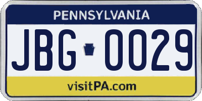 PA license plate JBG0029