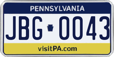 PA license plate JBG0043