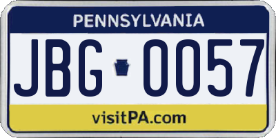 PA license plate JBG0057