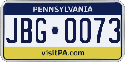 PA license plate JBG0073