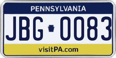 PA license plate JBG0083