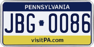 PA license plate JBG0086