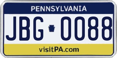 PA license plate JBG0088