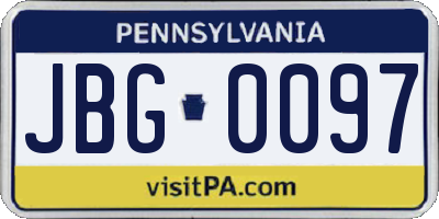 PA license plate JBG0097