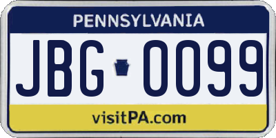 PA license plate JBG0099