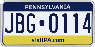 PA license plate JBG0114