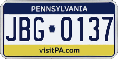 PA license plate JBG0137