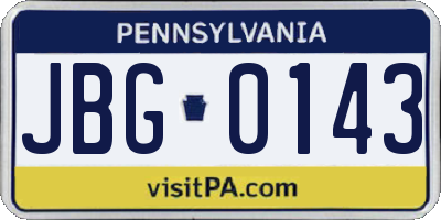 PA license plate JBG0143