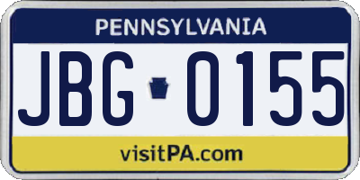 PA license plate JBG0155