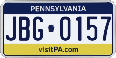 PA license plate JBG0157