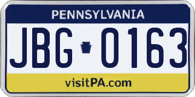 PA license plate JBG0163