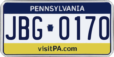 PA license plate JBG0170