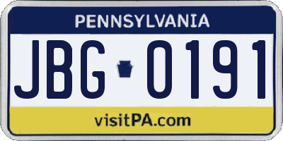 PA license plate JBG0191