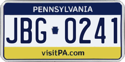 PA license plate JBG0241