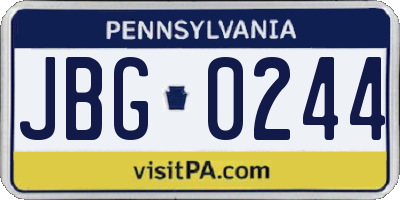 PA license plate JBG0244