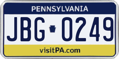 PA license plate JBG0249