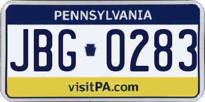 PA license plate JBG0283