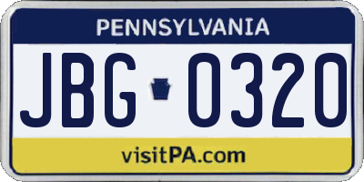 PA license plate JBG0320