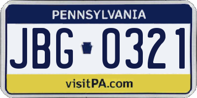 PA license plate JBG0321