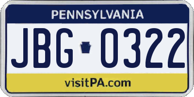 PA license plate JBG0322