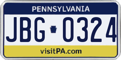 PA license plate JBG0324