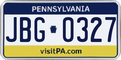 PA license plate JBG0327