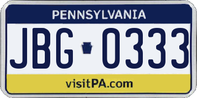 PA license plate JBG0333