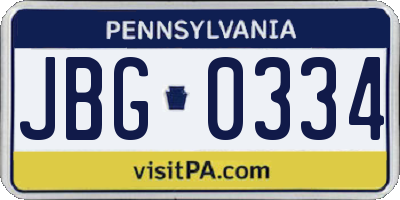 PA license plate JBG0334