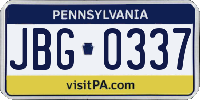 PA license plate JBG0337