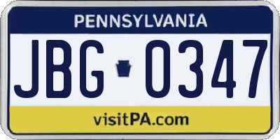 PA license plate JBG0347