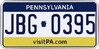 PA license plate JBG0395