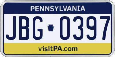 PA license plate JBG0397